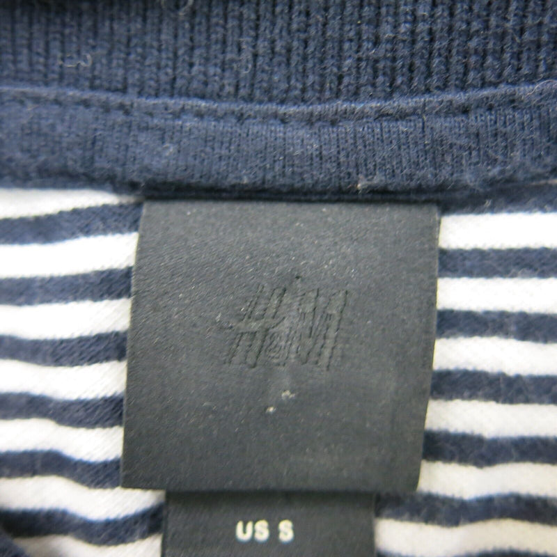 H&M Mens Golf Polo Shirt Short Sleeves Logo Striped Black White Size Small