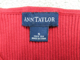 Ann Taylor Womens Vest Sweater Knitted Sleeveless Round Neck Red Size Small