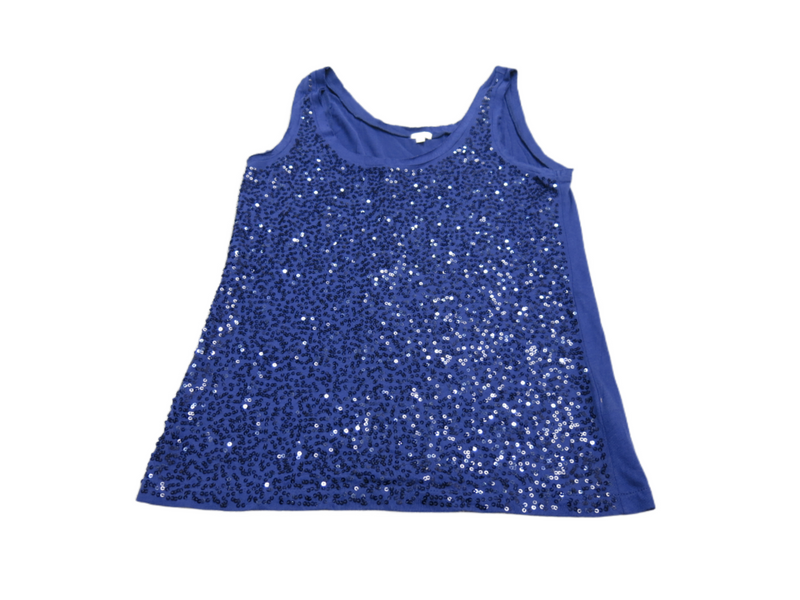 J. Crew Womens Blouse Top Sleeveless Sequin Scoop Neck Blue Size Small