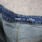 Old Navy Mens Activewear Denim Shorts High Rise Secret Pockets Blue Size 24