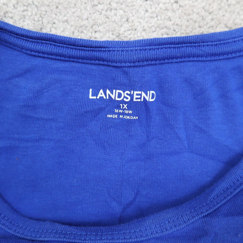 Lands End Womens Pullover Sweatshirt Long Sleeves Crew Neck Navy Blue Size 1X