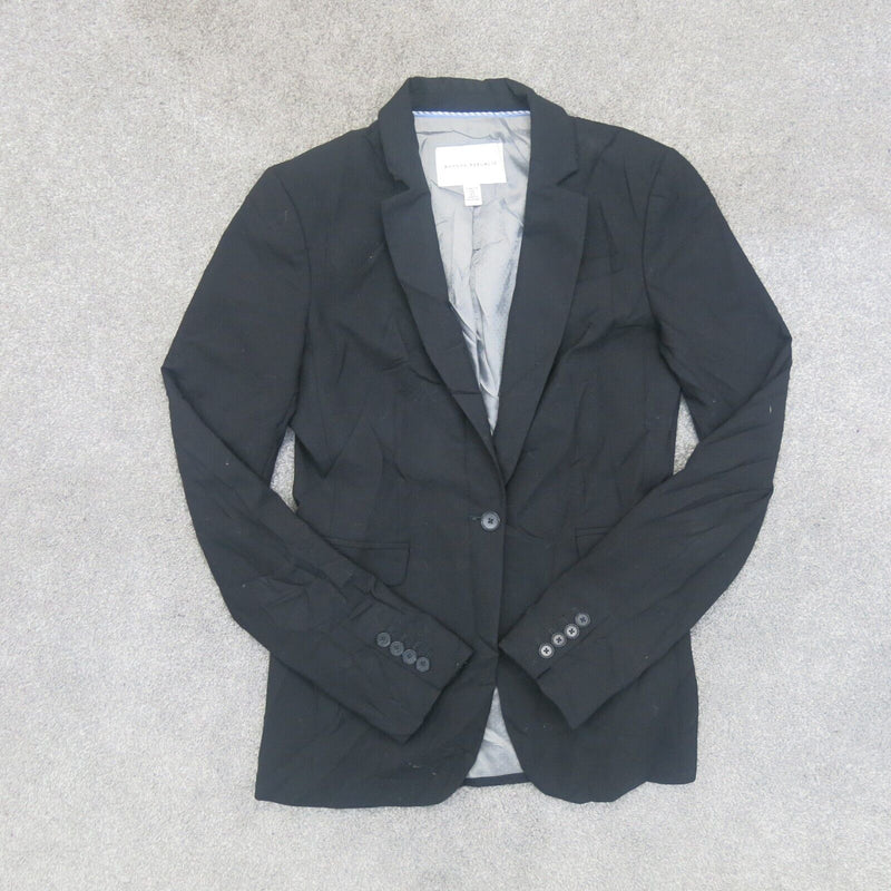 Banana Republic Men Blazer Coat Single Breasted Long Sleeves Pockets Black SZ 2T