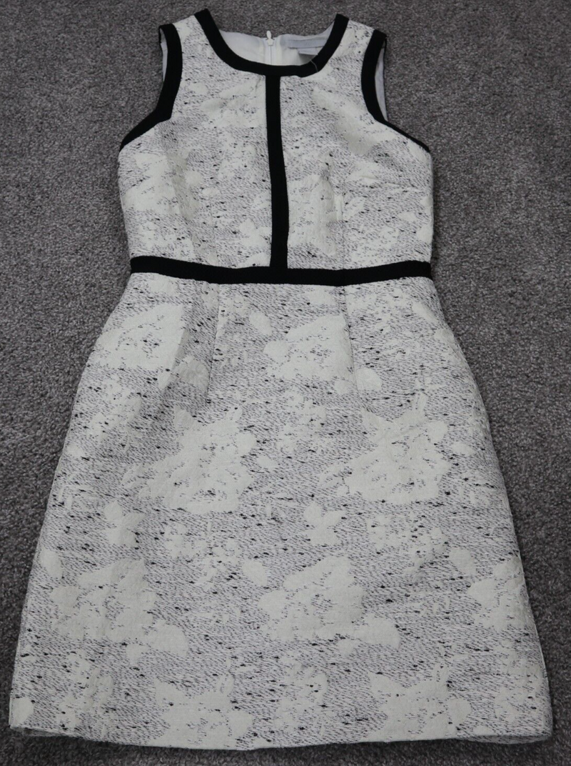 H&M Womens Layered Mini Shift Dress Sleeveless Round Neck Cream Gray Size 2