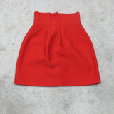H&M Womens A Line Skirt Pleated Back Zip Elastic Waist Stretch Solid Red Size 2