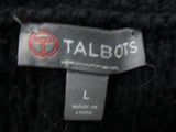 Talbots Womens Pullover Sweater Knitted Long Sleeves Crew Neck Black Size Large