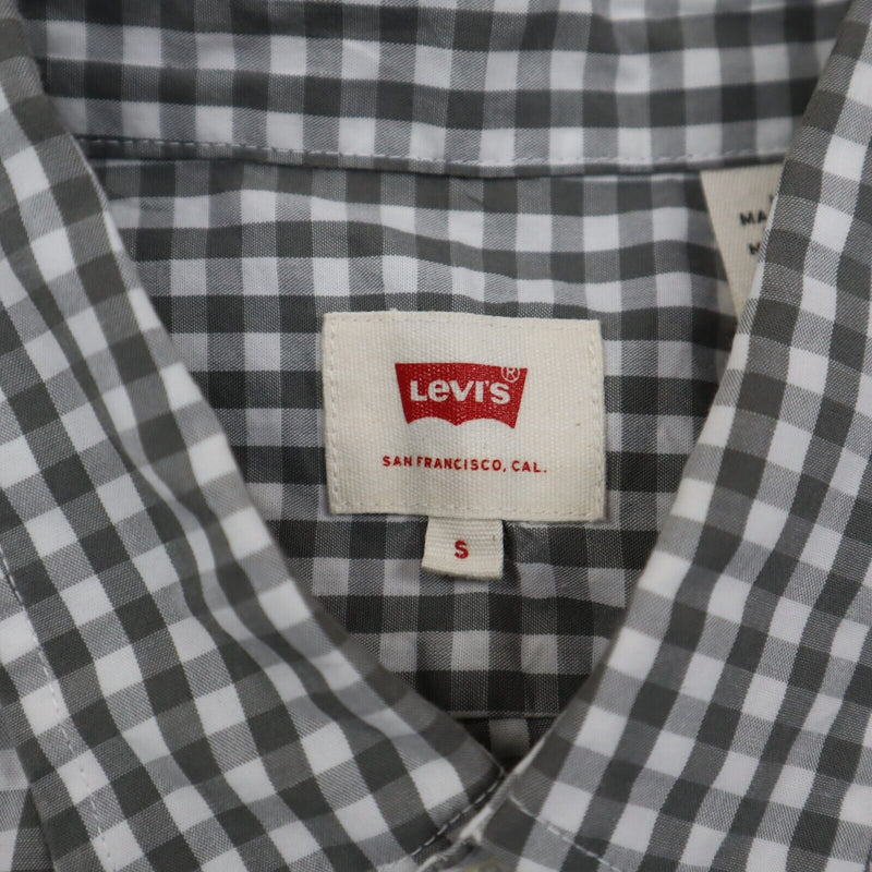 Levi Strauss Mens Gingham Button Down Shirt Long Sleeves Black Cream Size Small