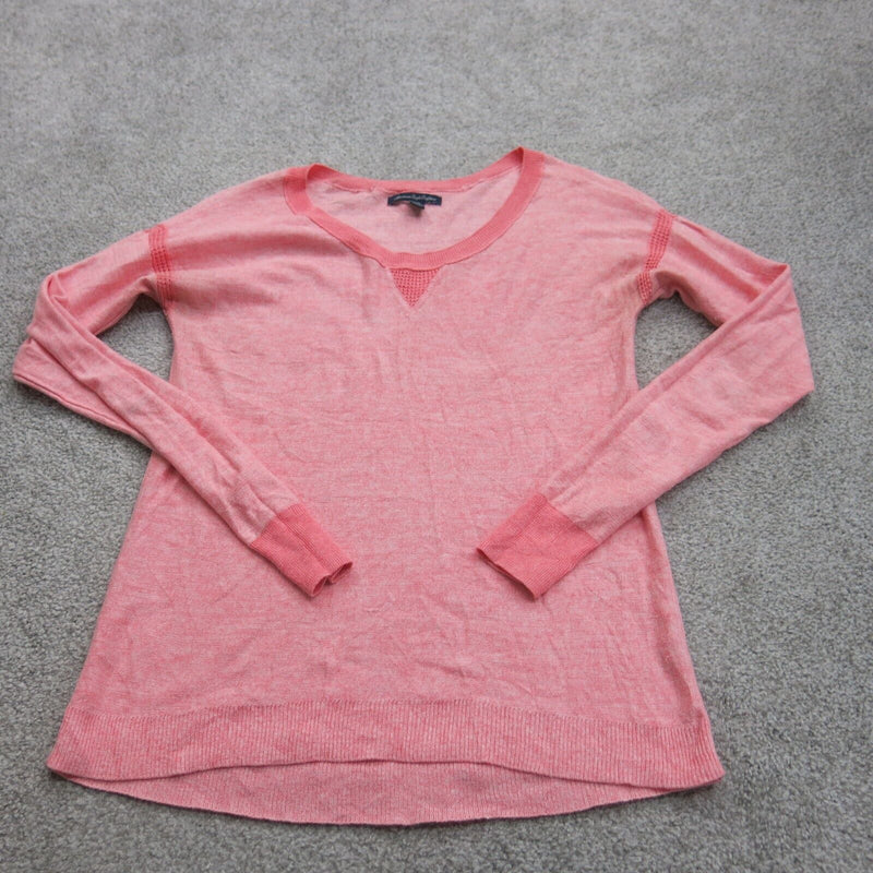 American Eagle Womens Knitted Sweater Long Sleeves Light Pink Size X Small