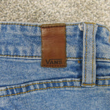 Vans Womens Tapered Leg Jeans Stretch Mid Rise Hem Cut Pockets Blue Size 27