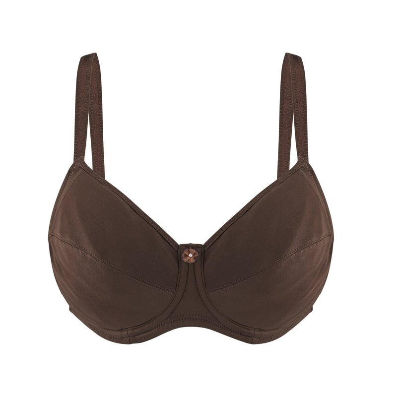 Cocoa-Underwired Silk & Organic Cotton Full Cup Bra with removable paddings
