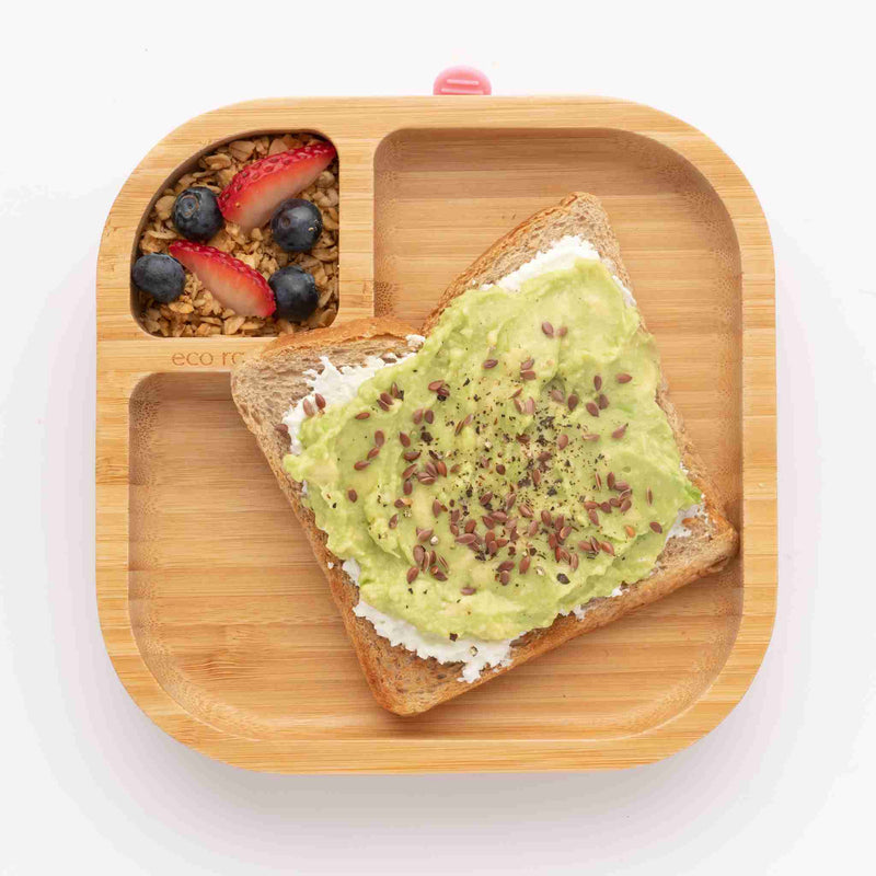 Square Snack and Baby Bamboo Plate with Super Suction