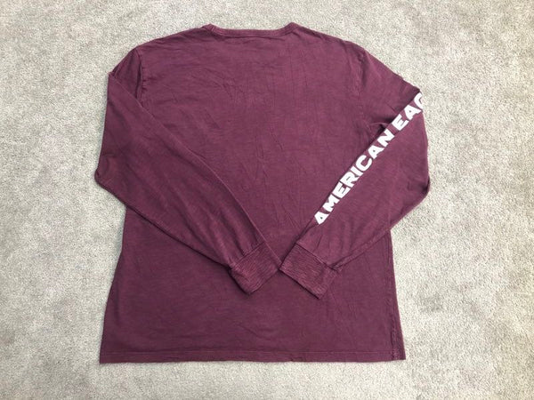 American Eagle Shirt Men Large Red Spell Out Standard Fit Crew Neck Tee Casual