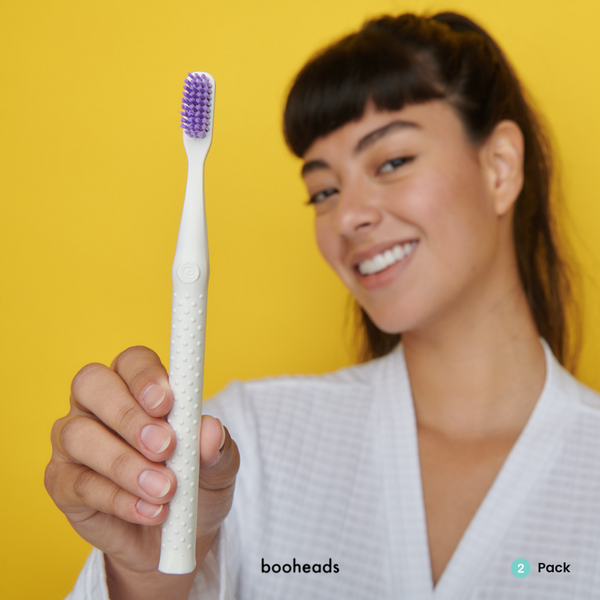 booheads - 2PK - Biodegradable Eco Toothbrushes - Purple & Aqua | Biodegradable,Recyclable and plant-based