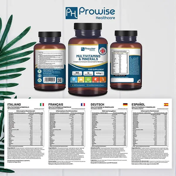 A-Z Multivitamins & Minerals l 365 Vegan Multivitamin Tablets l Multivitamin Tablets for Men and Women with 26 Essential / Active Vitamins & Minerals - Made in The UK by Prowise