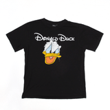 DISNEY Donald Duck T-Shirt Black Short Sleeve Mens M