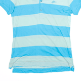 NIKE Sports Blue Striped Short Sleeve Polo Shirt Boys L