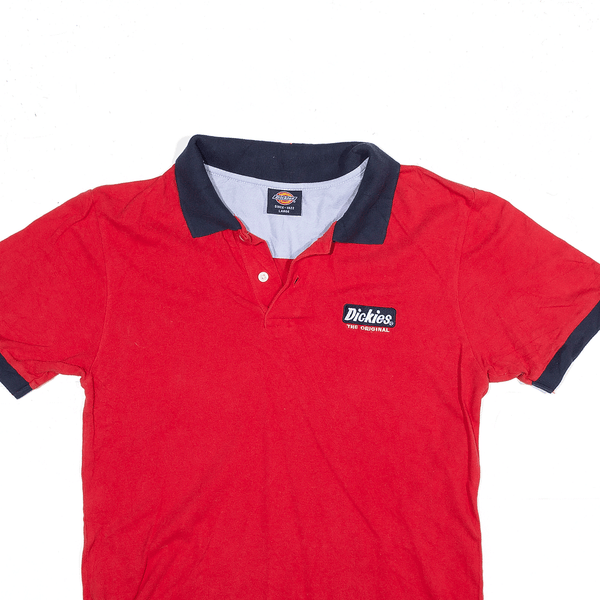 DICKIES Polo Shirt Red Short Sleeve Mens L