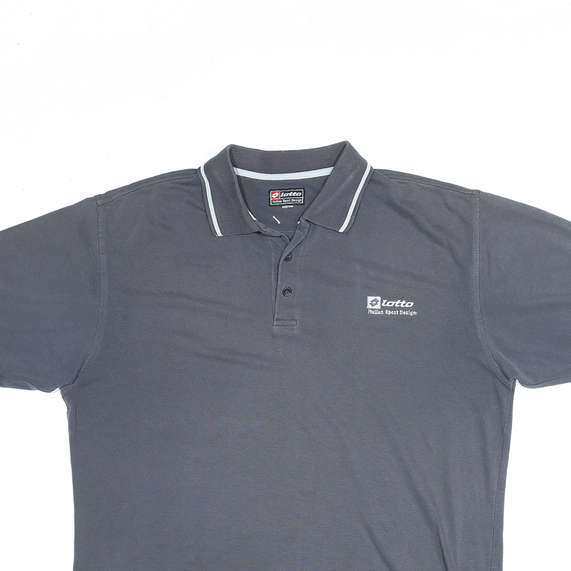 LOTTO Embroidered Sports Grey Short Sleeve Polo Shirt Mens L
