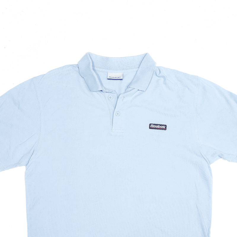 REEBOK Embroidered Blue Short Sleeve Polo Shirt Mens M