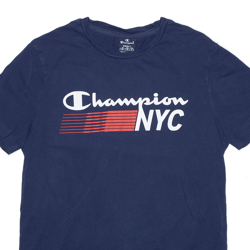 CHAMPION NYC Sports Blue USA Short Sleeve T-Shirt Mens S