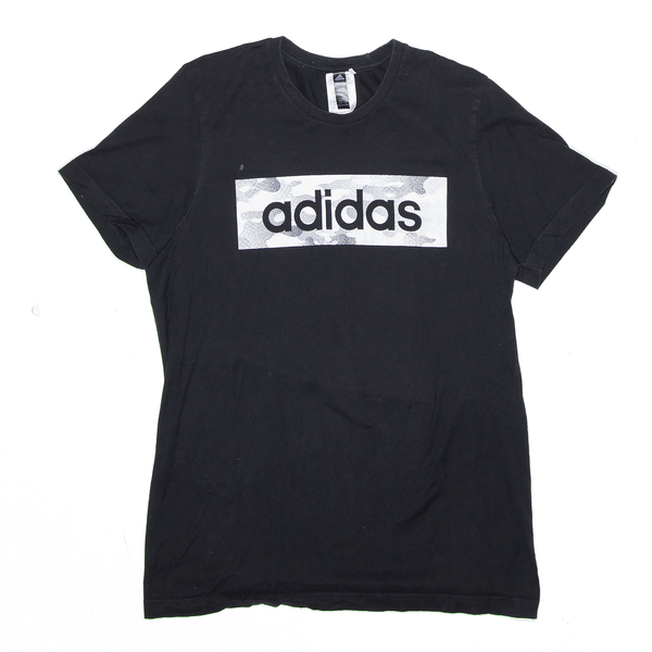 ADIDAS Camo Print Sports Black Short Sleeve T-Shirt Mens S