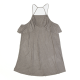 ZARA W/B Collection Faux Suede Grey Sleeveless Top Womens M