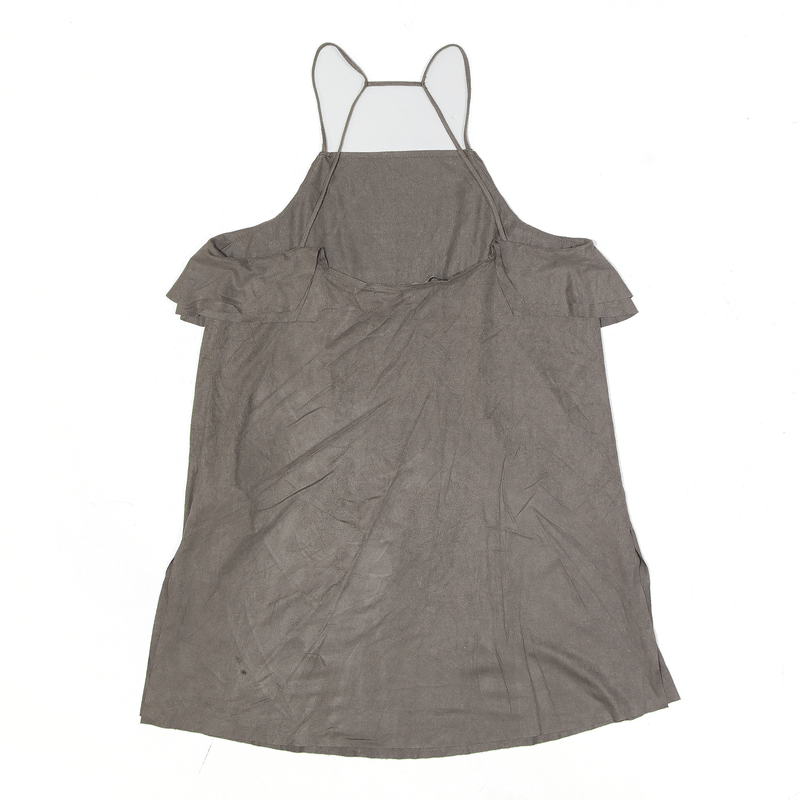ZARA W/B Collection Faux Suede Grey Sleeveless Top Womens M