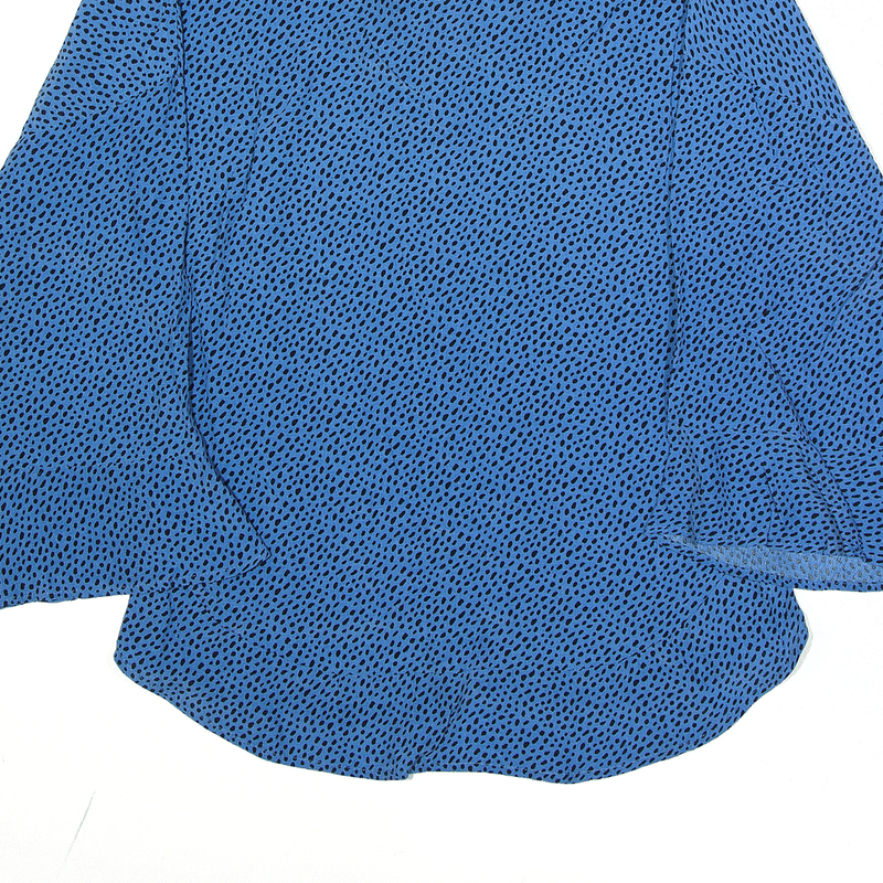 ZARA Pussy Bow Top Blue Roll Neck Spotted 3/4 Sleeve Womens XS