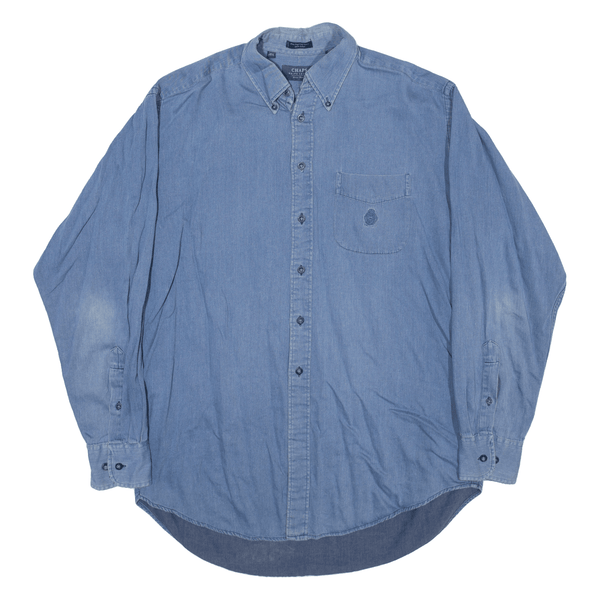CHAPS RALPH LAUREN Plain Shirt Blue Long Sleeve Mens XL