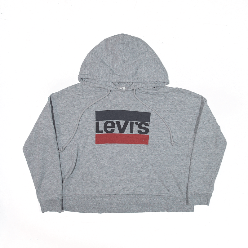 LEVI'S Cropped Hoodie Grey Pullover Womens M