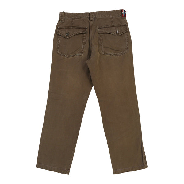 Napapijri Trousers - 32W 28L Brown Cotton