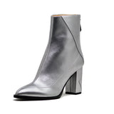 ALMASI silver vegan apple leather boots