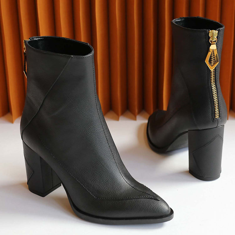 ALMASI black vegan apple leather boots