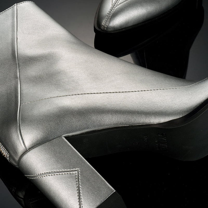 ALMASI silver vegan apple leather boots