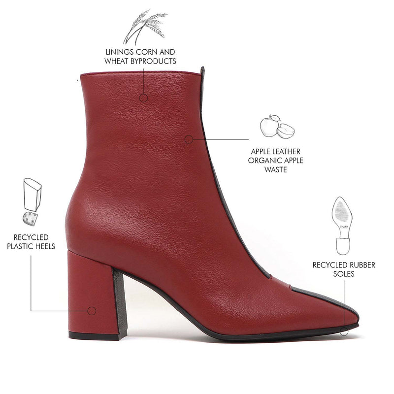 JAYNE scarlet/black vegan apple leather boots