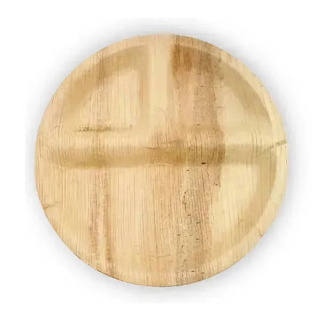 Dtocs Bamboo Plate Like Compostable Palm Leaf Plate 10" Round Compartment (Pack 50)