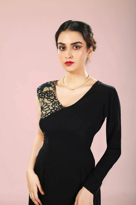 Black Embroidered Aurelie Gown