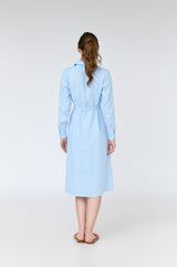 Aurora - long sleeve linen midi shirt dress