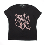 PUMA You Glow Girl Sports T-Shirt Black Short Sleeve Girls L