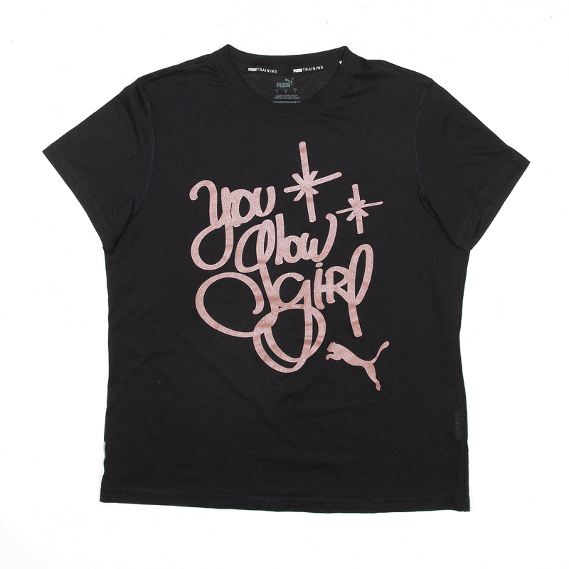 PUMA You Glow Girl Sports T-Shirt Black Short Sleeve Girls L