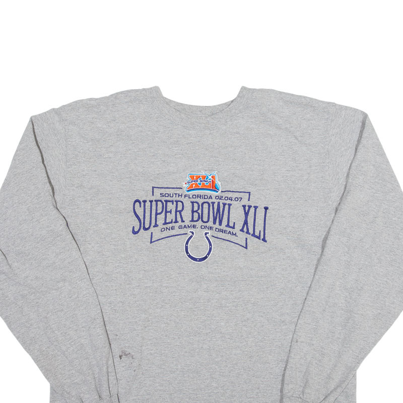 REEBOK NFL Super Bowl 41 XLI 2007 USA T-Shirt Grey Long Sleeve