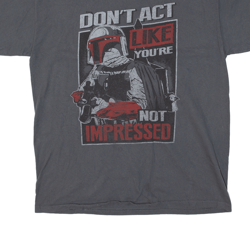 STAR WARS Boba Fett Don't Act Like You're Not Impressed T-Shirt Grey Short Sleeve Mens L