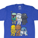 STAR WARS Boba Fett Darth Vader C3P0 Chewbacca R2-D2 T-Shirt Blue Short Sleeve Mens M