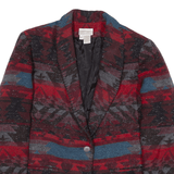 COLDWATER CREEK Blazer Knit Jacket Red Wool Fair Isle Womens L