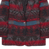 COLDWATER CREEK Blazer Knit Jacket Red Wool Fair Isle Womens L