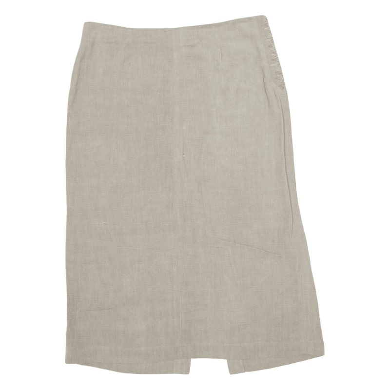 TRUSSARDI JEANS Linen Blend Knee Length Pencil Skirt Grey Womens M