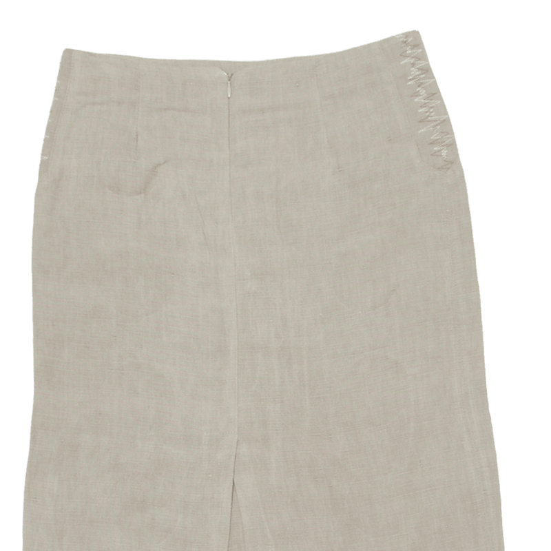 TRUSSARDI JEANS Linen Blend Knee Length Pencil Skirt Grey Womens M