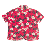 SAG HARBOUR Petite Button-Up Red 90s Collared Floral Short Sleeve Womens L