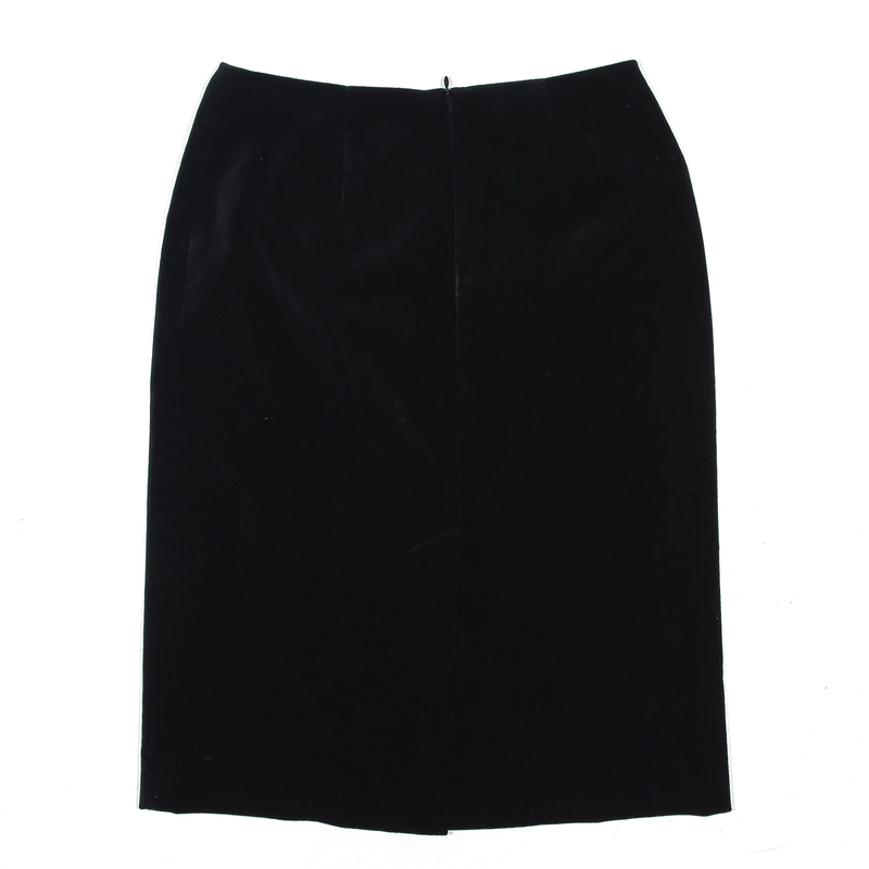HENNES Knee Length Skirt Black Velvet Womens UK 6