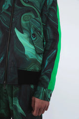 Bomber Jacket In Green Swirl Pre Order