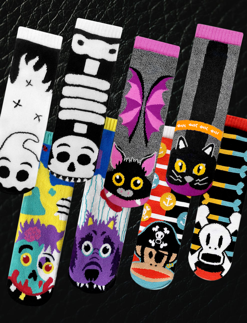 PALS BOO CREW GIFT BUNDLE - 4 PAIRS of NON-SLIP SOCKS for KIDS